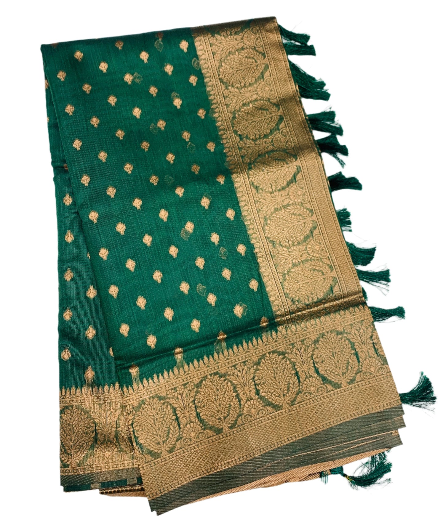 Banaras Katan Saree Green Colour