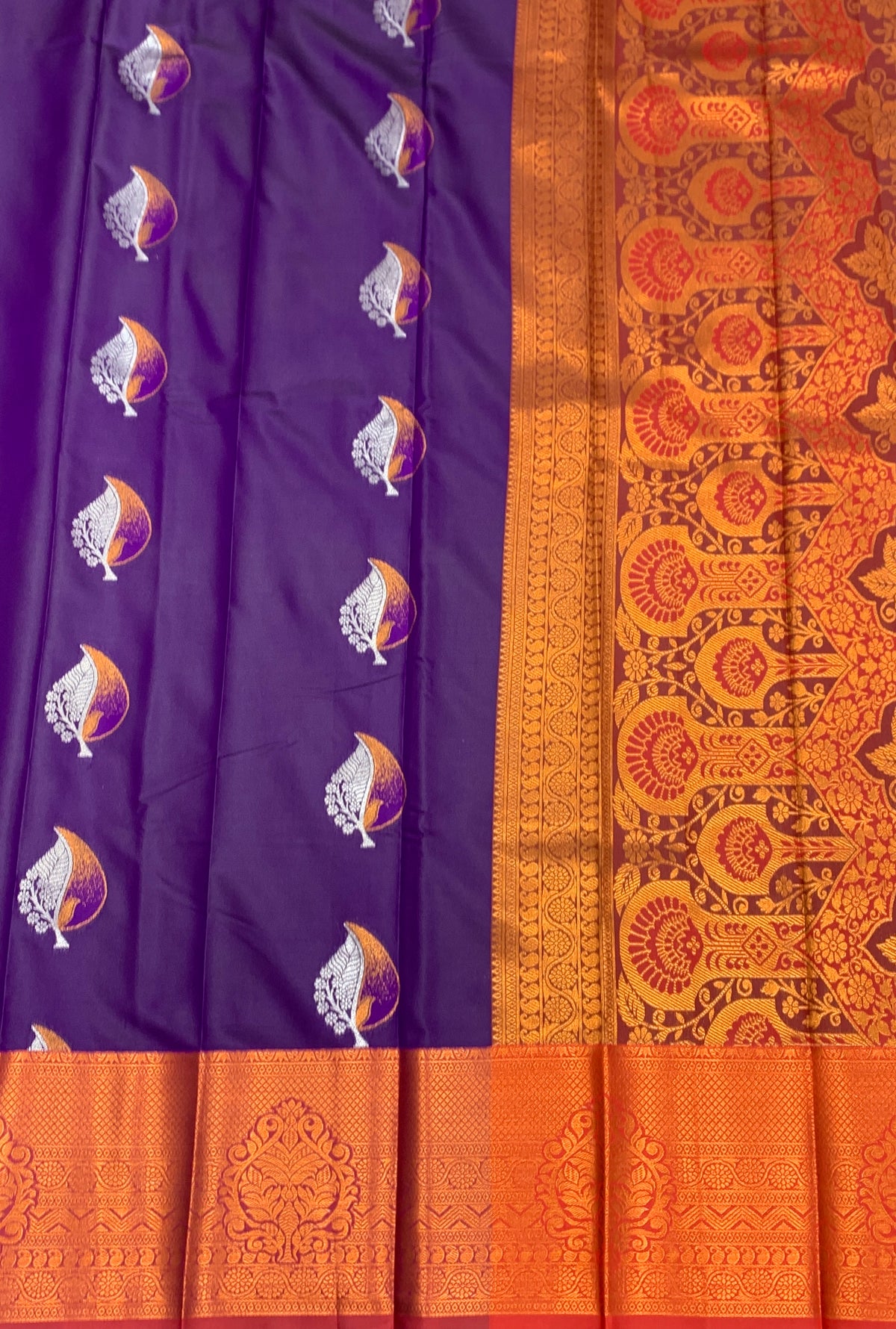Soft Silk Casual Saree Violet Colour with Maroon Colour Border