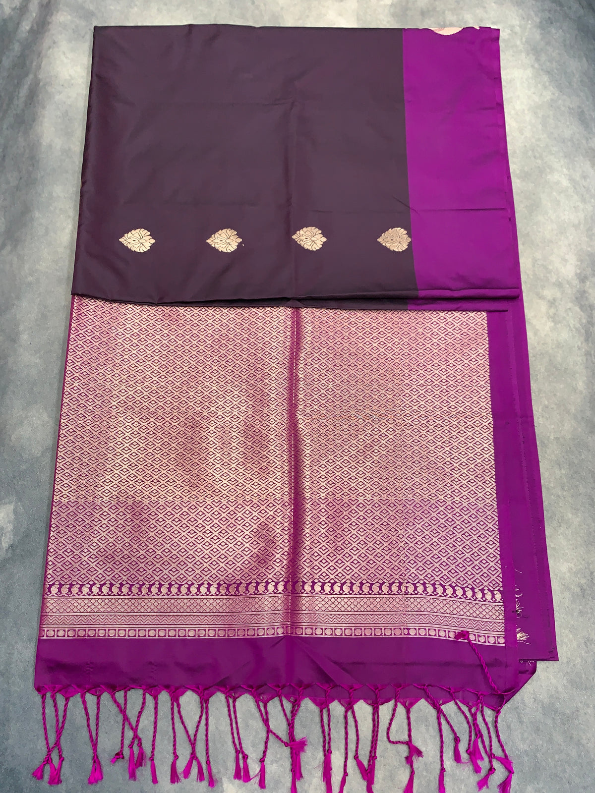 Art Silk Saree Dark Magenta Colour with Purple Colour Border