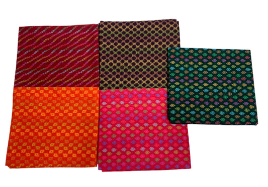 Cotton Multi-Colours Unstiched Blouse Piece Material -Pack of 5