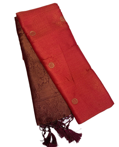 Red shade kuberra pattu with Brown Pallu