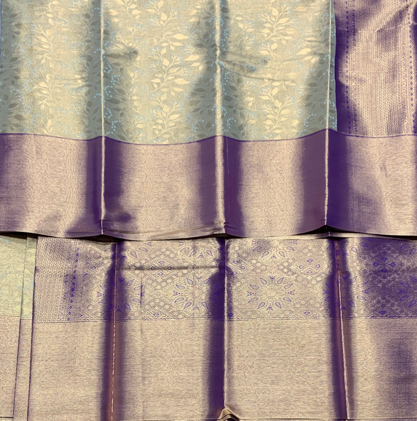 Fancy Tissue Saree Light Blue Colour with Violet Colour Border