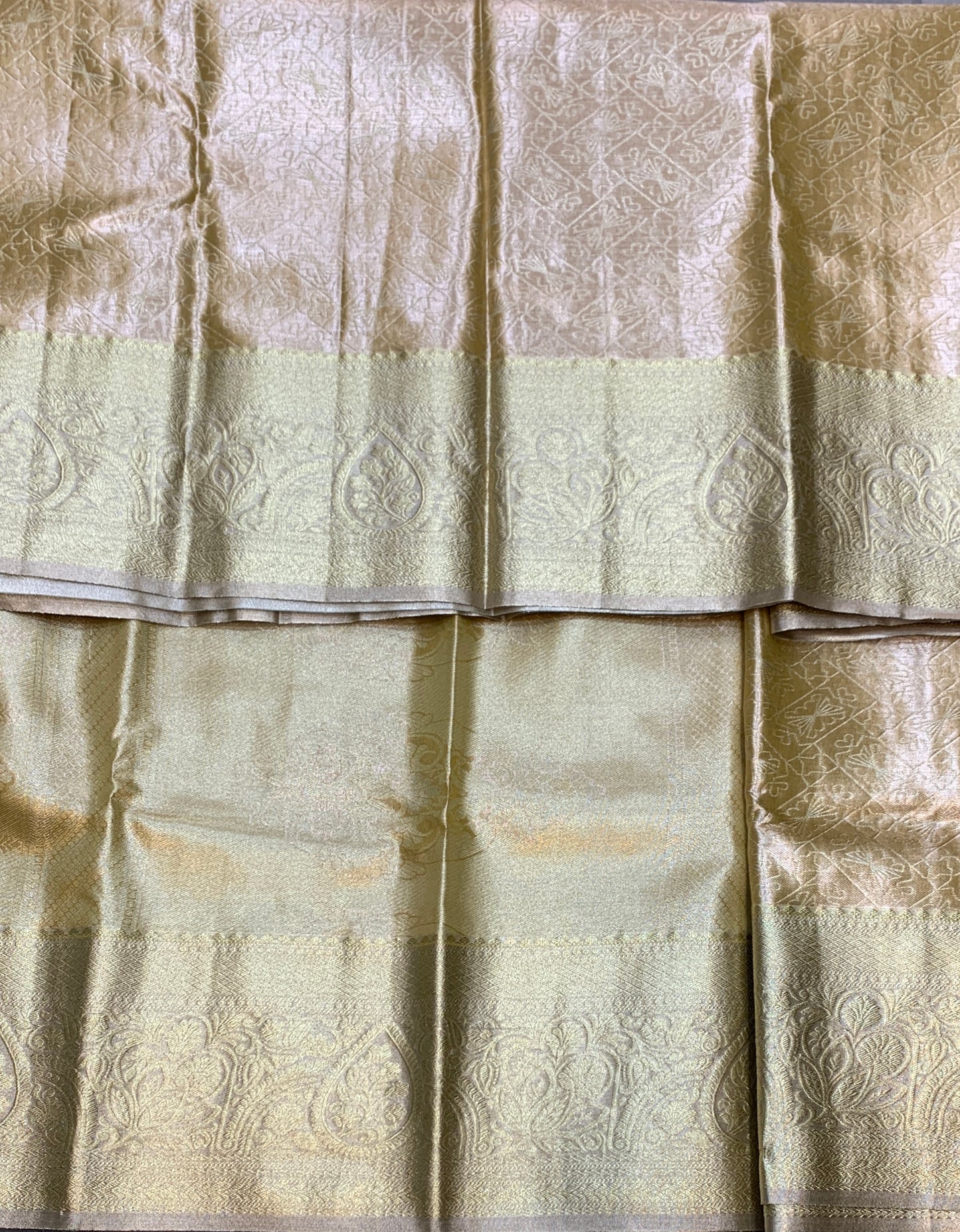 Fancy Tissue Saree Golden Colour with Self Colour Border