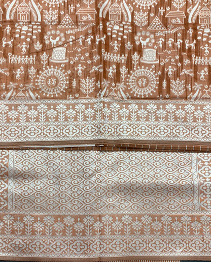 Banaras Katan Saree Brown Colour with Katan Work Border