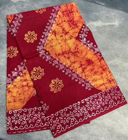 Chettinad Sungudi Cotton Dual Colour Saree with Maroon Colour Border