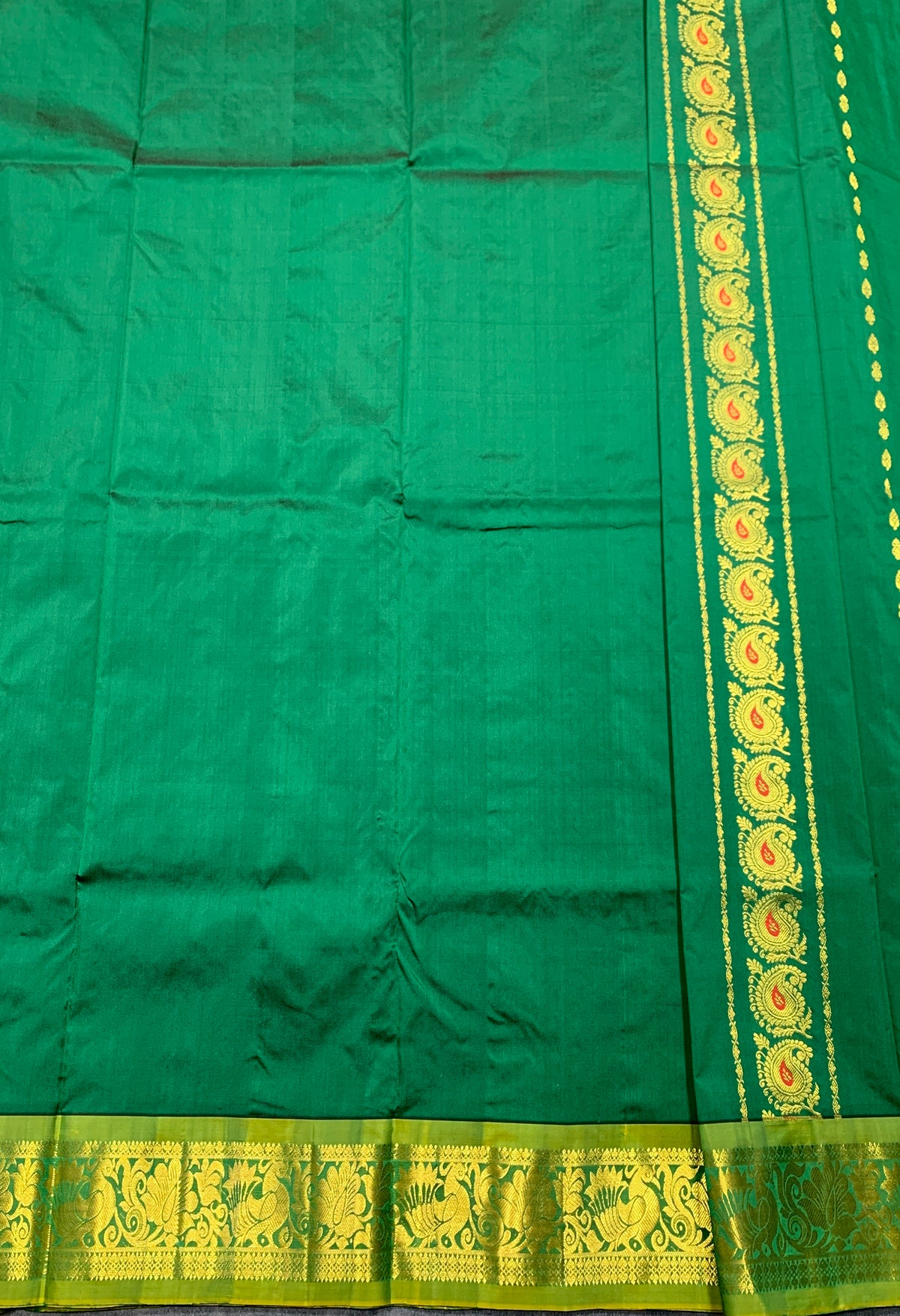 Light Green shade Semi Silk Kids Pattu Pavadai with Contrast border for age above 10 years