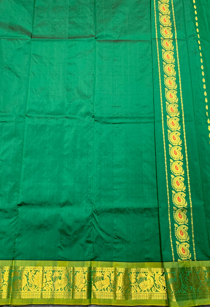 Light Green shade Semi Silk Kids Pattu Pavadai with Contrast border for age above 10 years