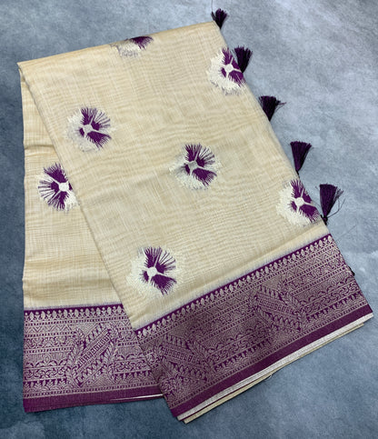 Banaras Katan Saree Tussar Colour with Katan Work Border