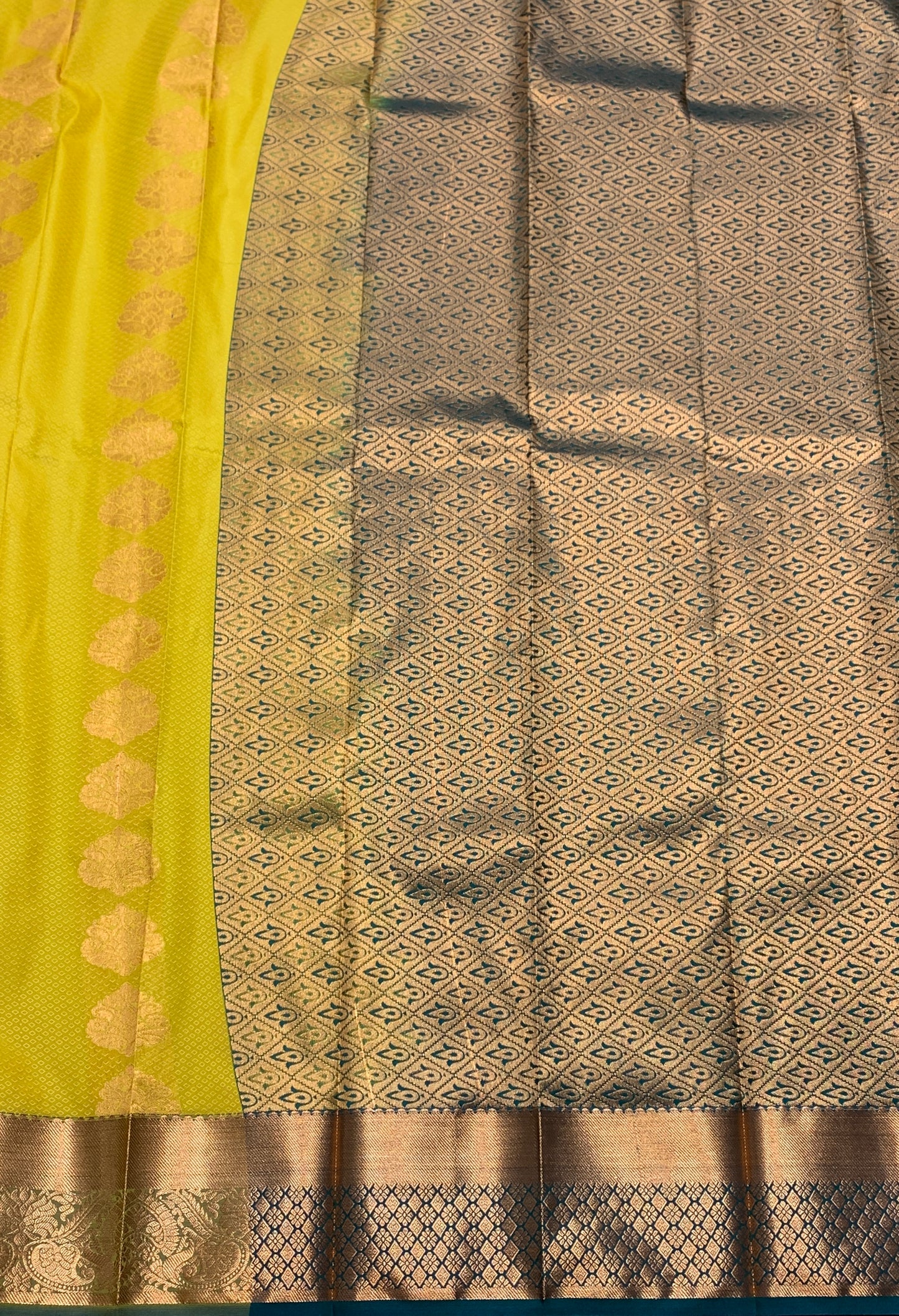 Vegan Silk Saree Mustard Colour Saree with Copper Border
