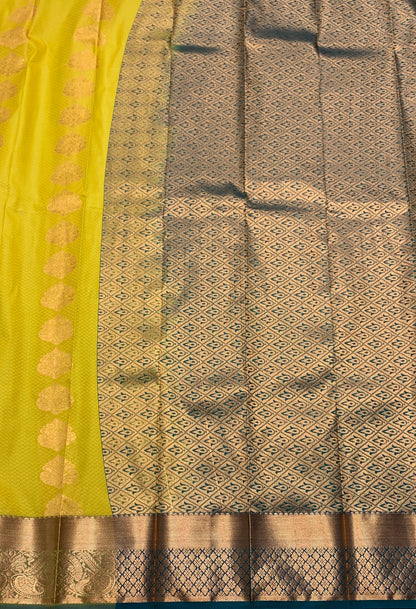 Vegan Silk Saree Mustard Colour Saree with Copper Border