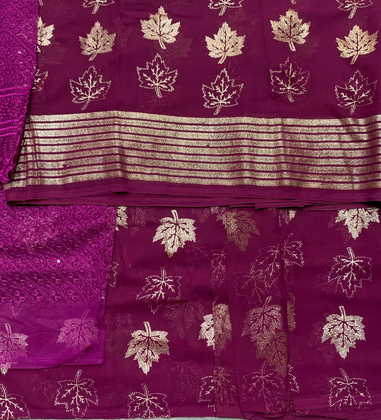 Magenta Colour Saree with Golden Colour border