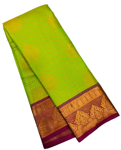 Art Silk Saree Light Green Colour with Pink Border