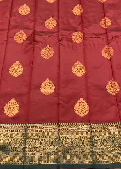 Maroon Colour Art Silk Saree with Green  Border