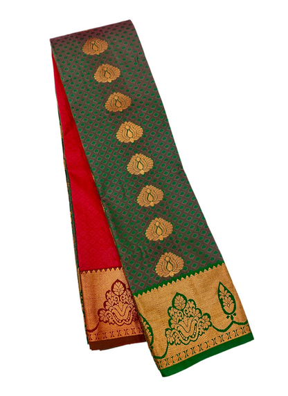 Vegan Silk Saree Dual shade with Green Border