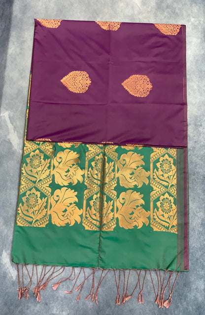 Art Silk Saree Magenta Colour with Borderless