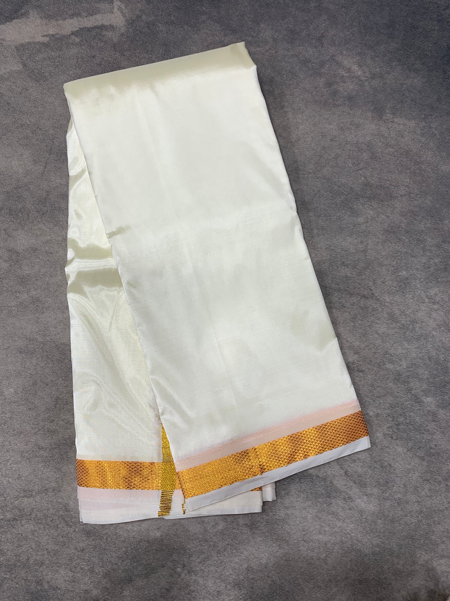 Art Silk Dhoti 8X4 Cream Colour with Small Border