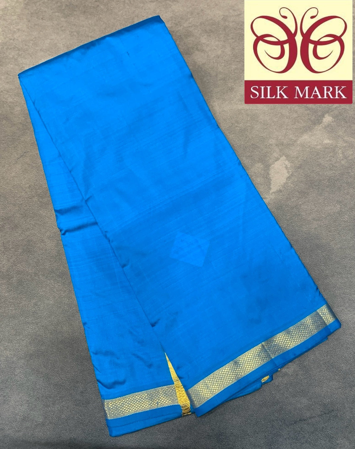 9X5 Pure Silk Dhoti Sky Blue Colour with Small Golden Zari Border
