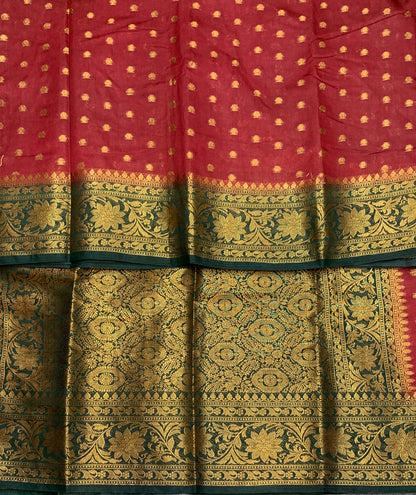Crepe Saree Maroon Colour with Green Border
