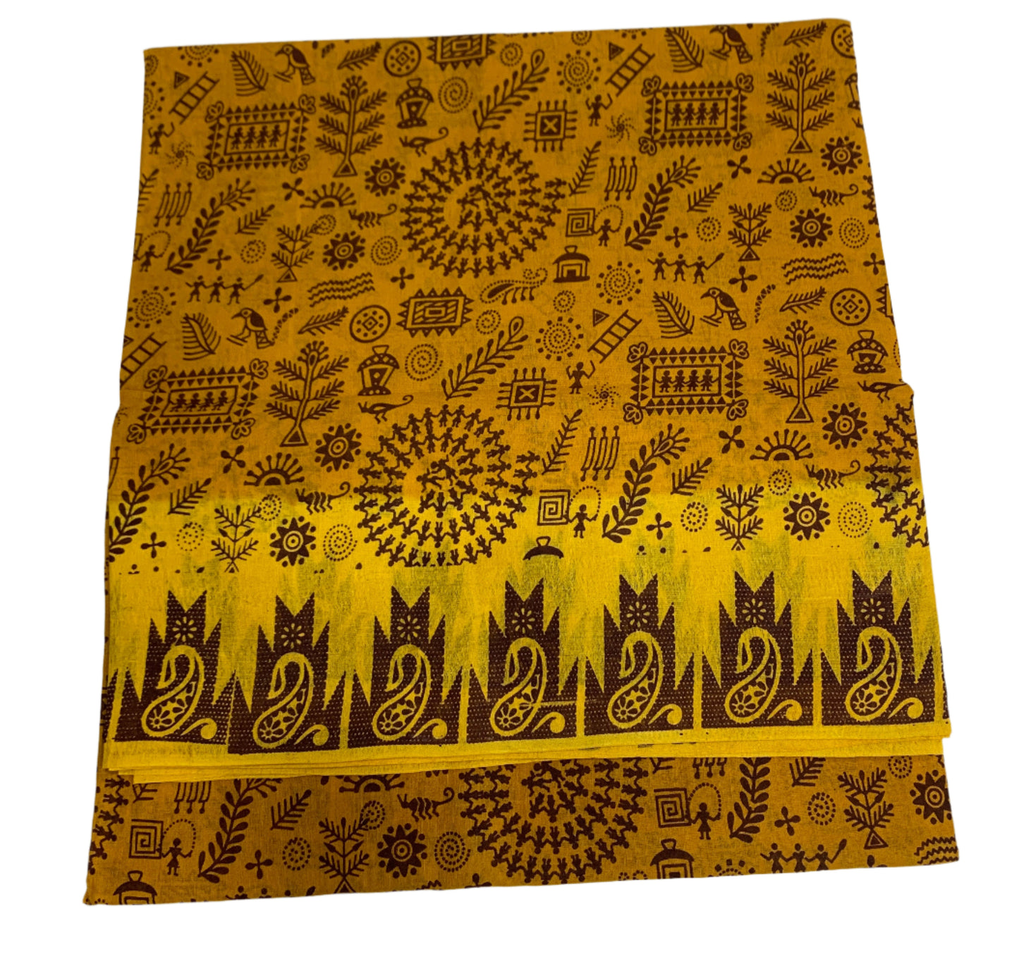 Chettinad Sungudi Cotton Mustard Colour with Yellow Border