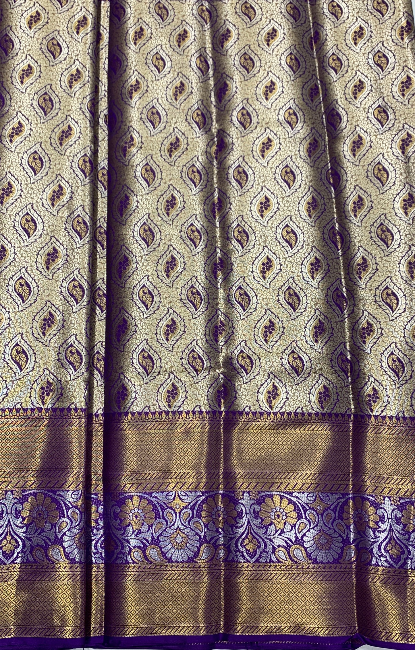 Fancy Tissue Saree Golden Colour with Blue Border