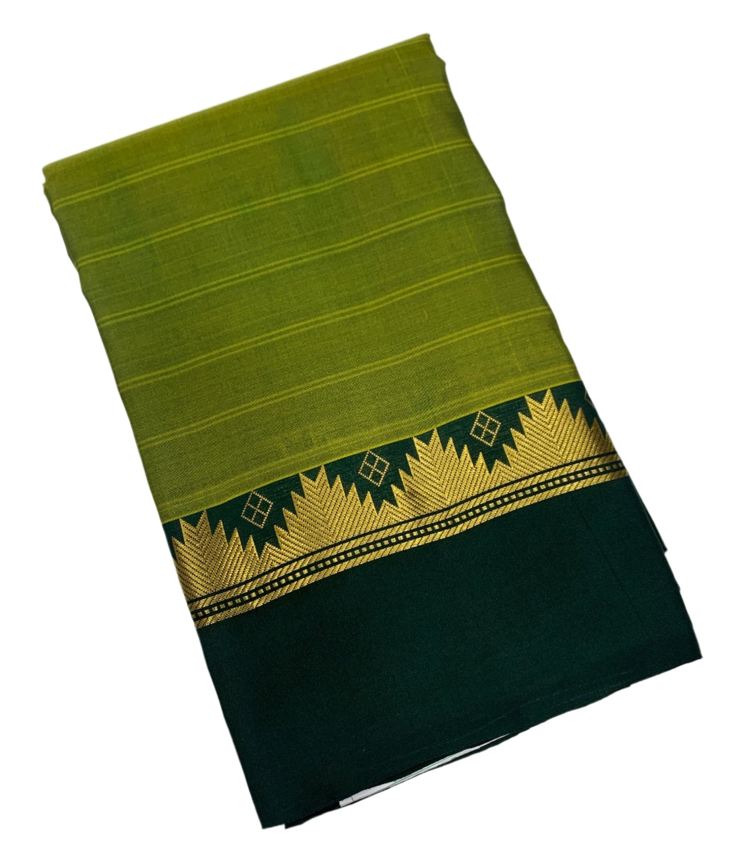 Pure Kanchipuram Silk Saree Olive Green shade with Green Border