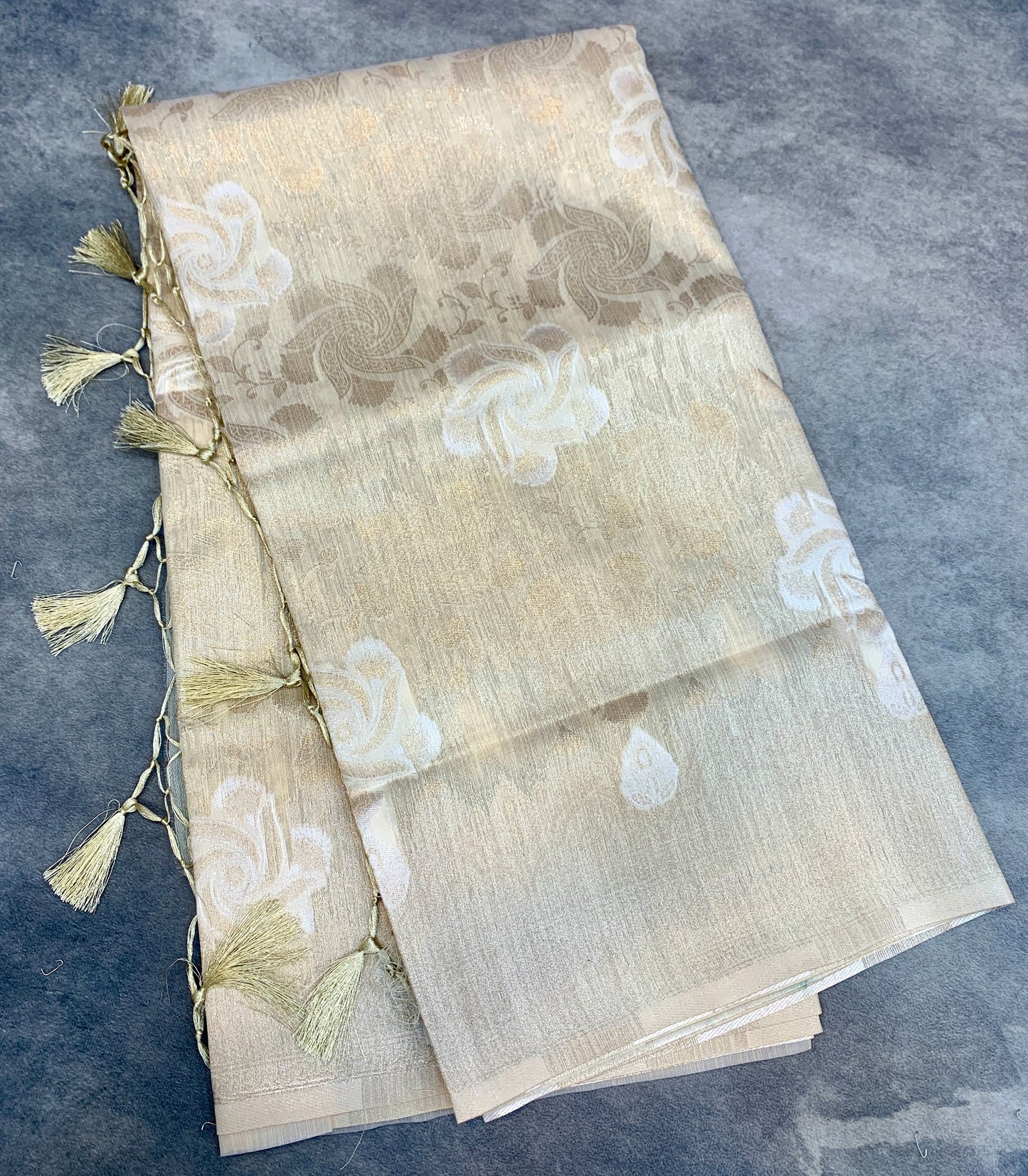 Banaras Katan Saree Tussar Colour with Katan Work Border