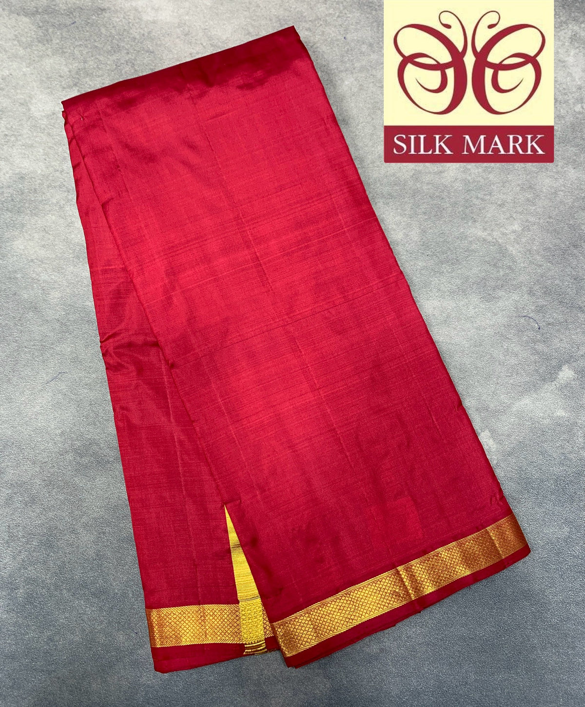 9X5 Pure Silk Dhoti Maroon Colour with Small Golden Zari Border