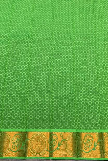 Synthetic Cotton Saree Light Green Shade with Copper Border