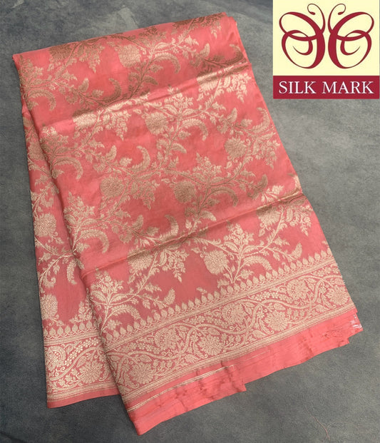 Pure Banaras Silk Saree Pastel Pink Colour with Self Colour Banarasi Border