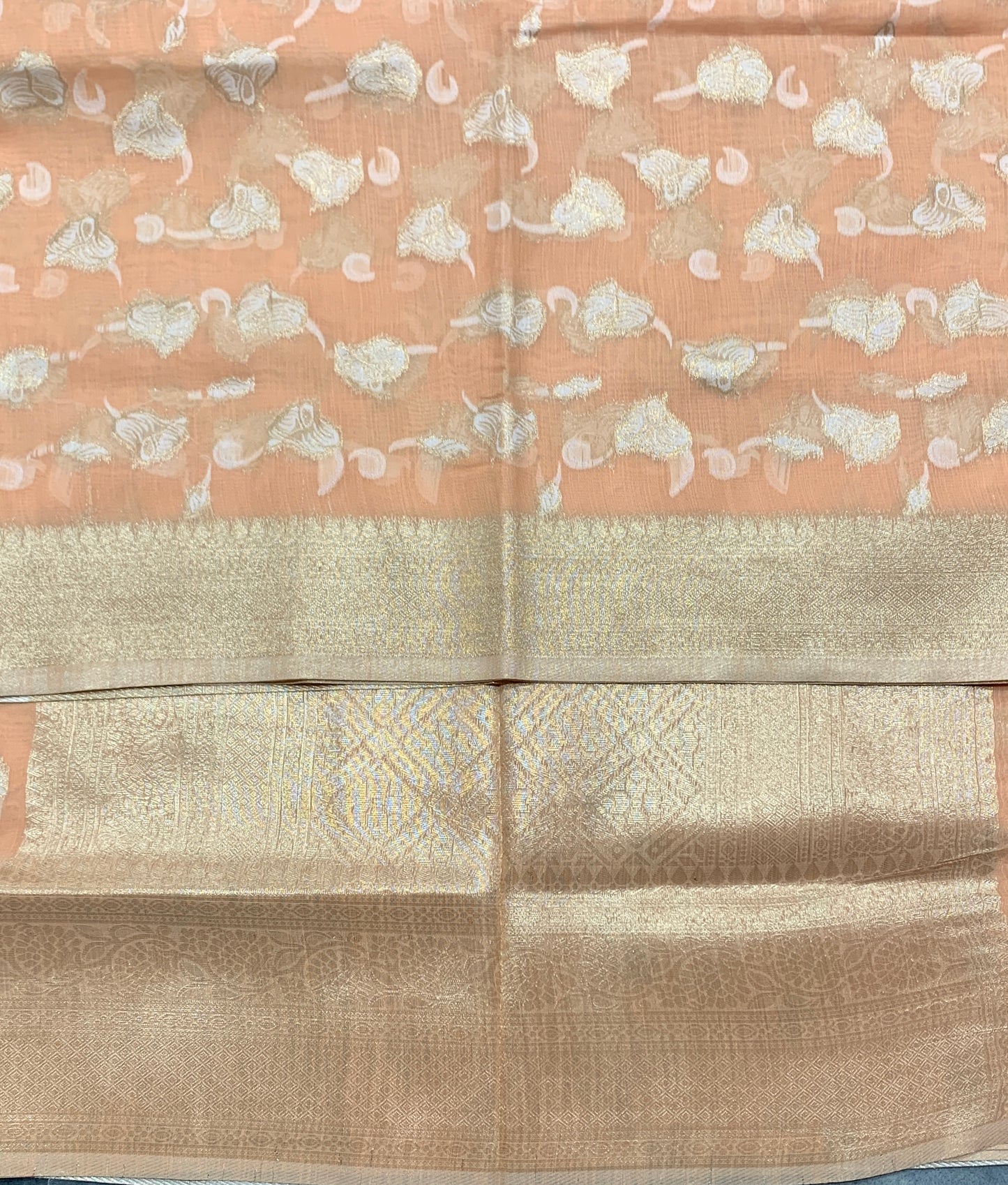 Banaras Katan Saree Orange Colour with Katan Work Border