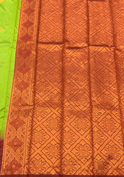 Light Green Colour Art Silk Saree with Maroon Border
