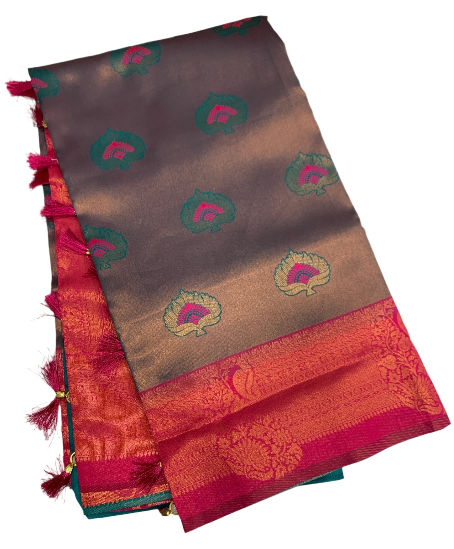 Art Silk Saree Sapphire Colour with Pink Border