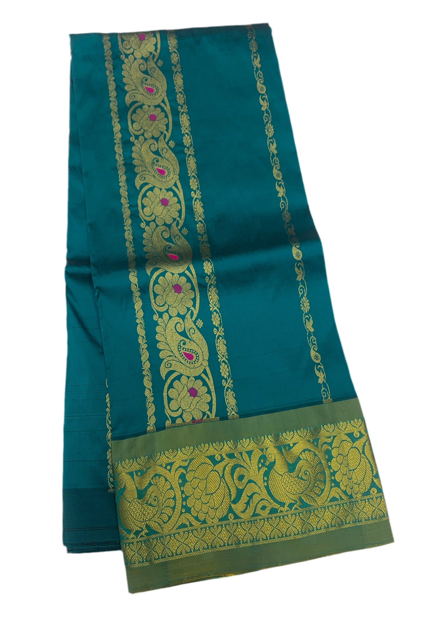 Rama Green shade Semi Silk Kids Pattu Pavadai with Self Border for age above 10 years