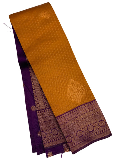 Art Silk Saree Golden Yellow Colour with Magenta Border