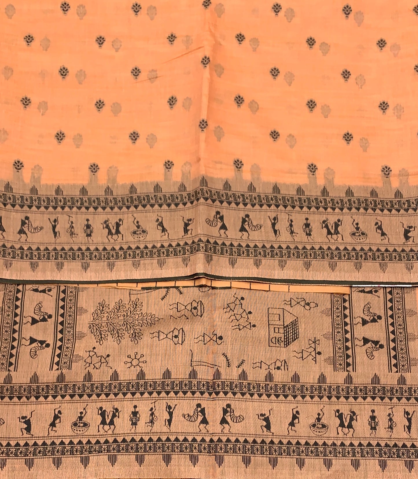 Banaras Katan Saree Orange Colour with Katan Work Border