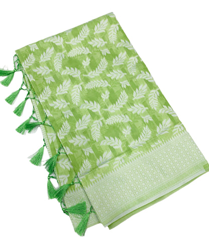 Banaras Katan Saree Light Green Colour