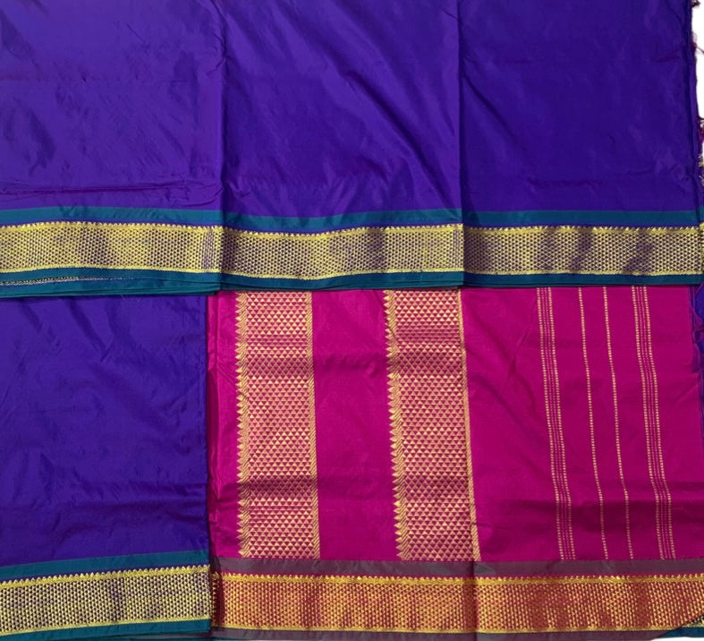 9 yards Vegan Silk Saree Violet Colour