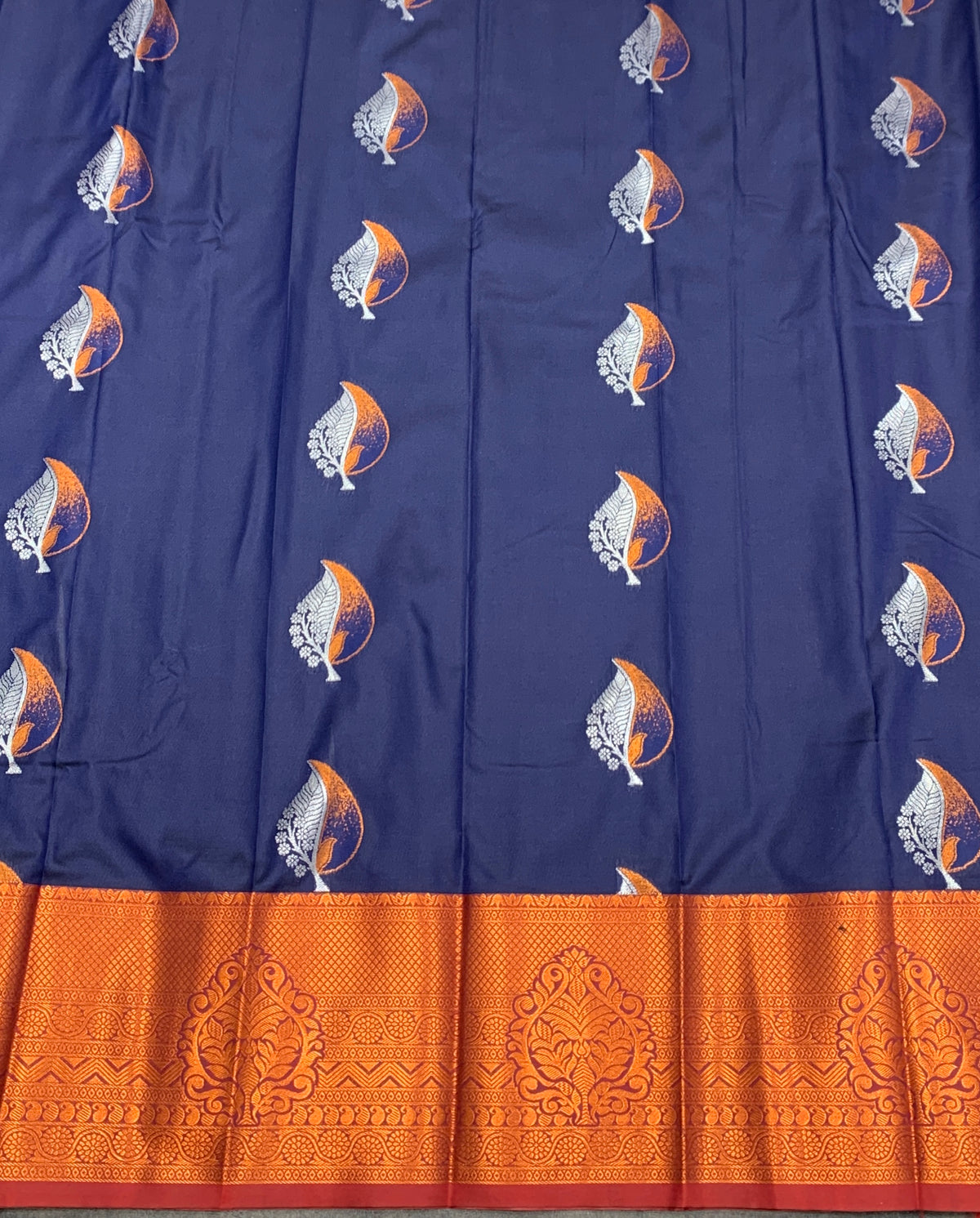 Soft Silk Casual Saree Navy Blue with Maroon Colour Border