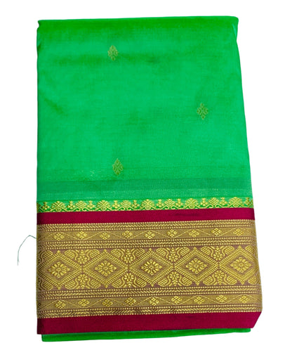 Bright Mint Shade Saree with Golden and Pink Border