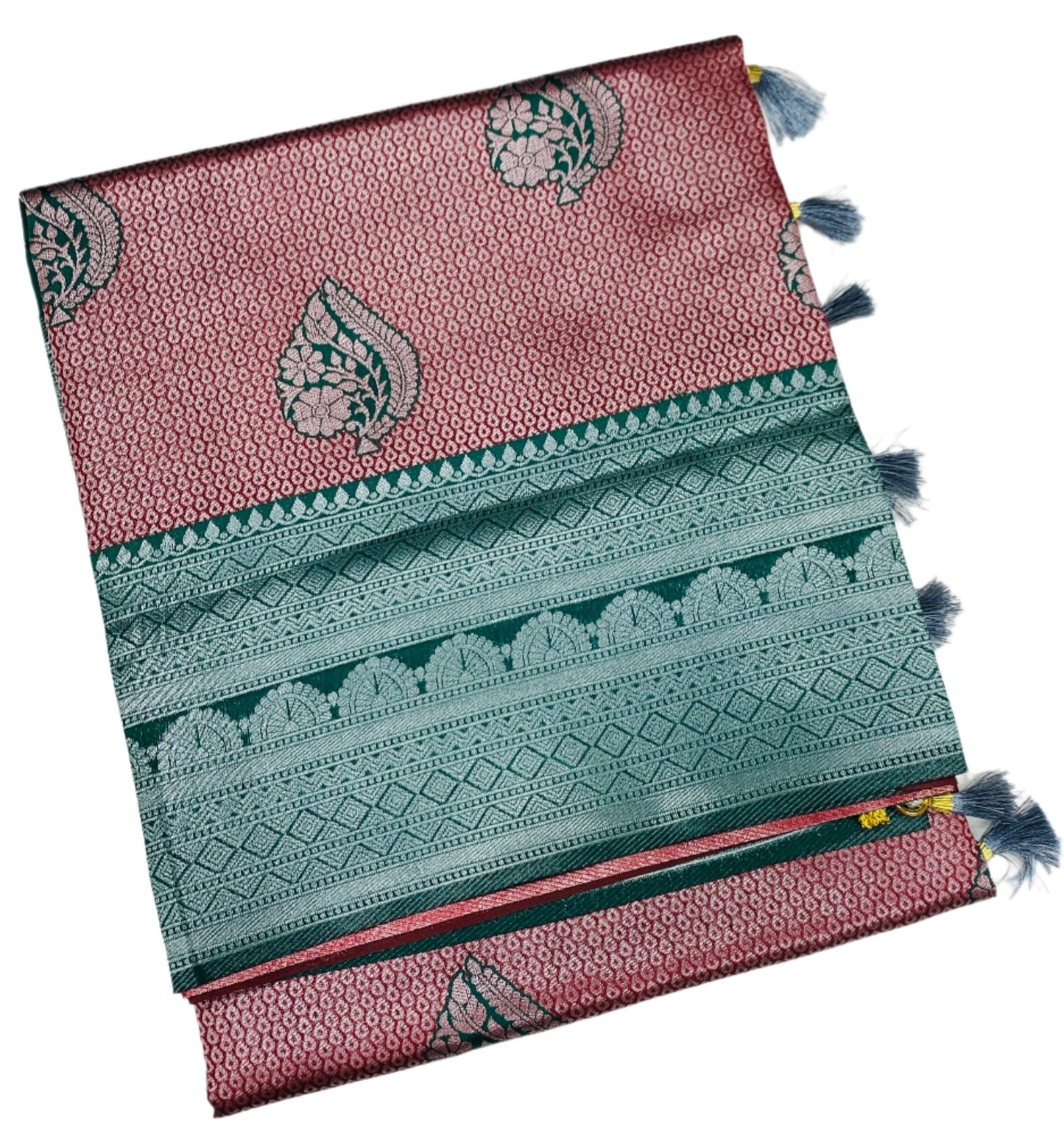 Art Silk Saree Maroon Colour with Green Border