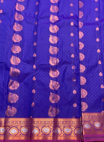 Vegan Silk Saree Violet Colour Saree with Copper and Floral Design