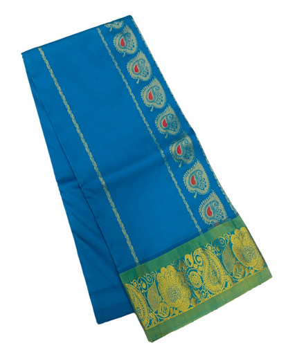 Sky Blue shade Semi silk Kids Pattu Pavadai with Contrast border for age 5 to 10