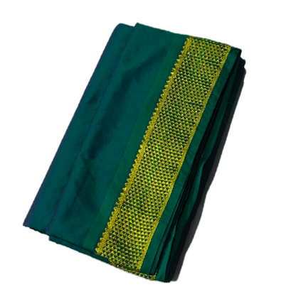 9 Yards Vegan Silk Saree Rama Green Colour