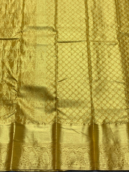 Fancy Tissue Saree Golden Colour with Self Colour Border