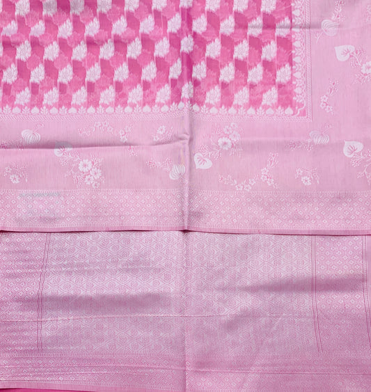 Banaras Katan Saree Baby Pink Colour with Katan Work Border