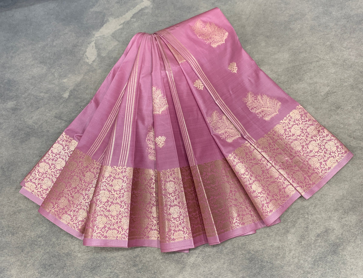 Soft Silk Casual Saree Onion Pink with Sliver Zari Border