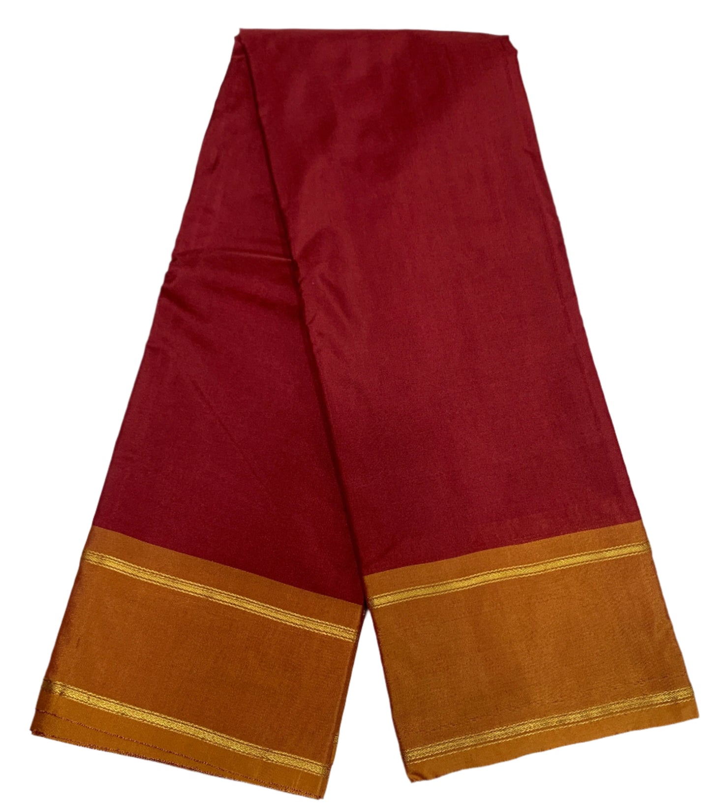 Arani Silk Saree Maroon Colour with Mustard and Golden Border