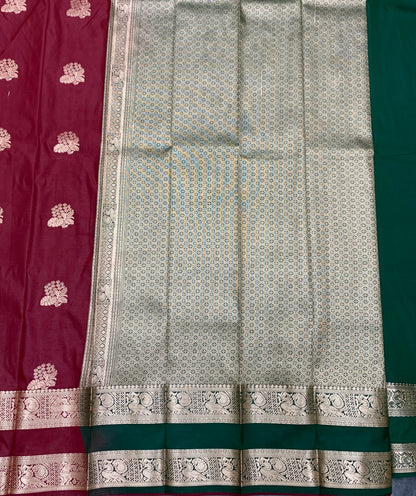 Soft Silk Casual Saree Maroon Colour with Rettai PettuBorder