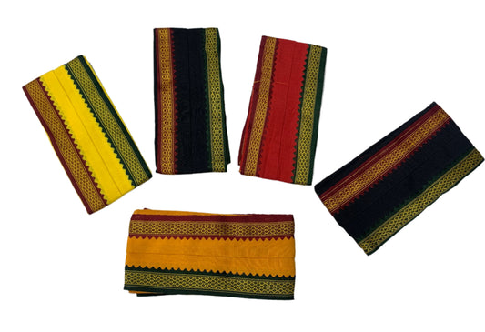 Cotton Pooja Towel with Ganga Jamuna Border - Pack of 5