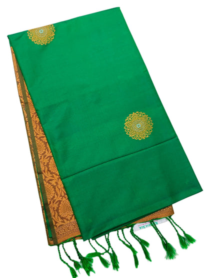 Soft Vegan Silk Saree Green Colour with Border Less